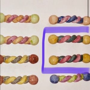 MacKenzie Childs twist pulls with yellow ends-2